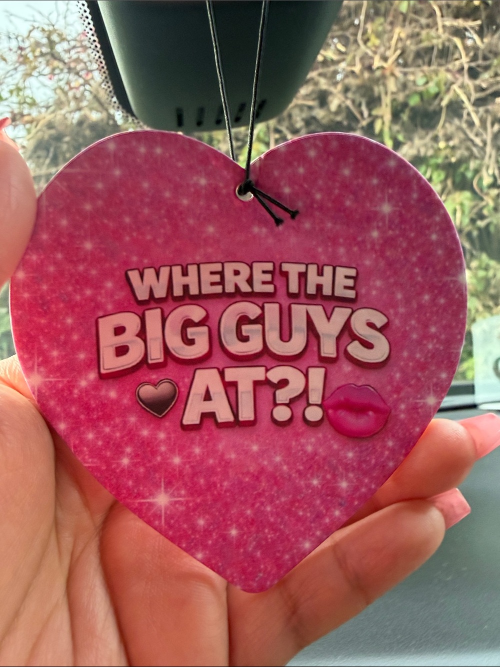Pack of 2: Pink Heart Air Freshener - "Where The Big Guys At?!"